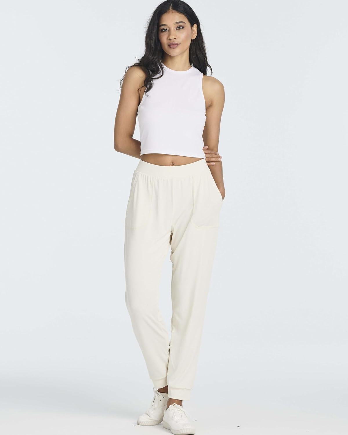 imageReal Essentials 3 Pack Womens Ribbed Lounge Jogger Casual Pants Cuffed Sweatpants with Pockets Available in PlusSet 3