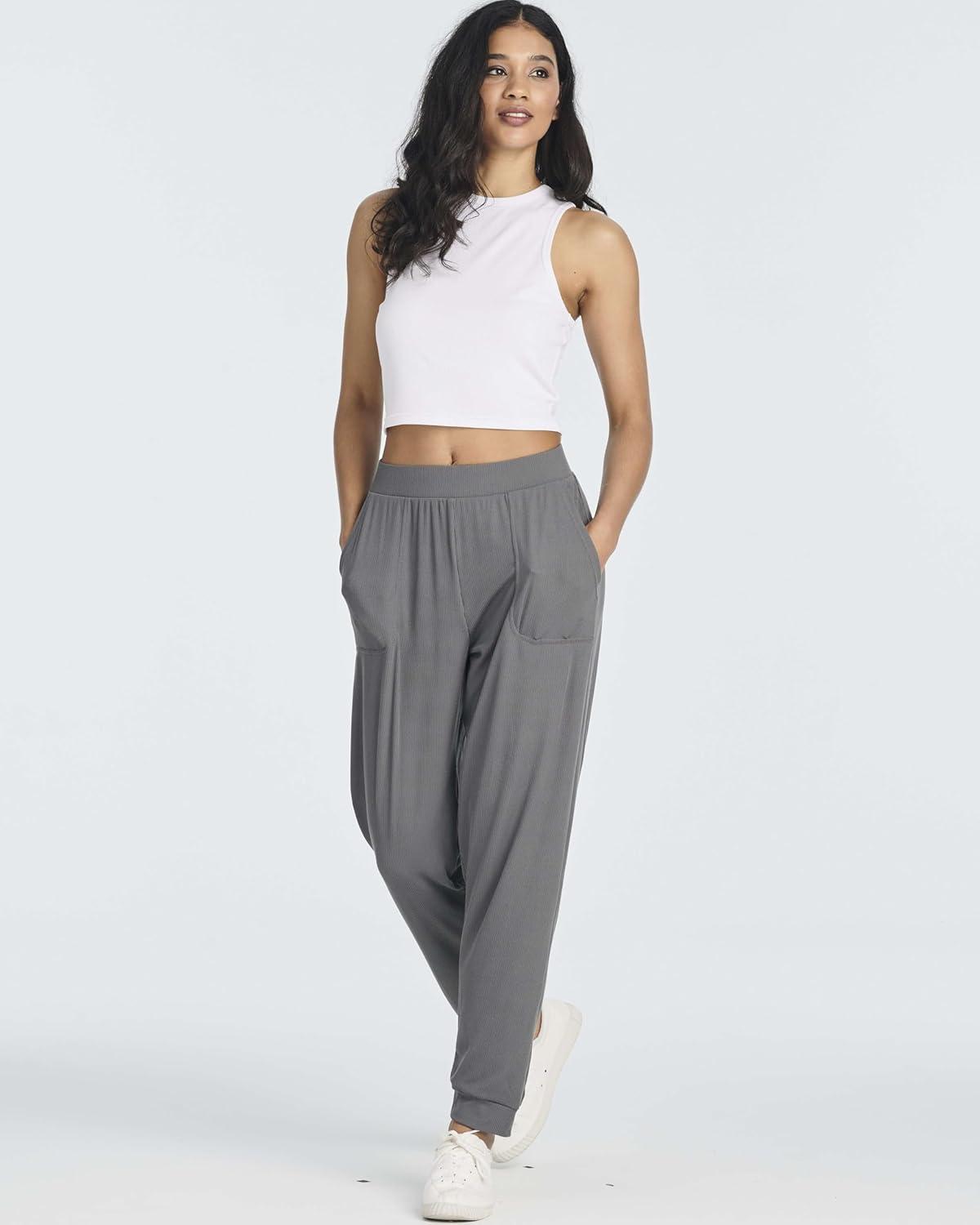 imageReal Essentials 3 Pack Womens Ribbed Lounge Jogger Casual Pants Cuffed Sweatpants with Pockets Available in PlusSet 6
