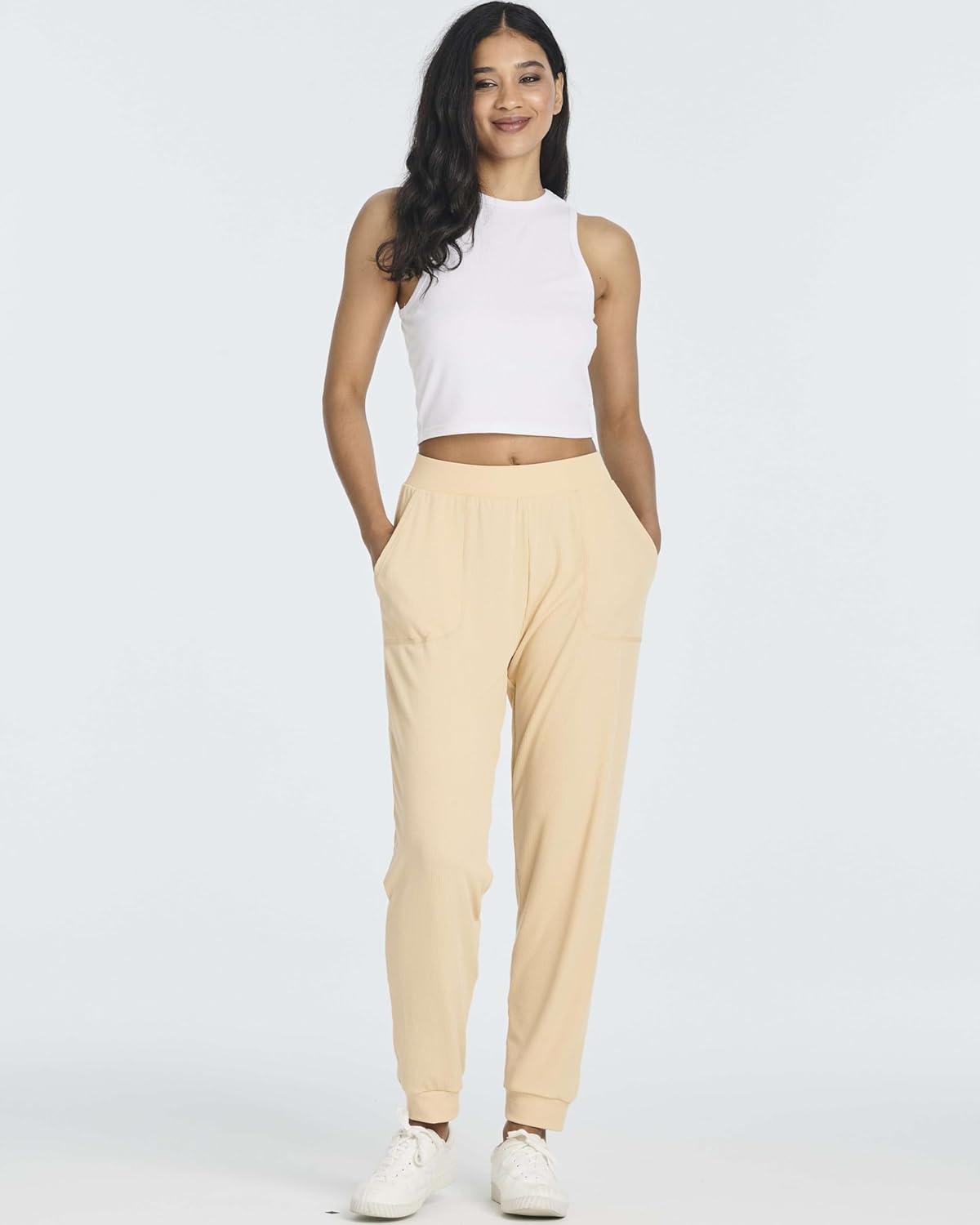 imageReal Essentials 3 Pack Womens Ribbed Lounge Jogger Casual Pants Cuffed Sweatpants with Pockets Available in PlusSet 7
