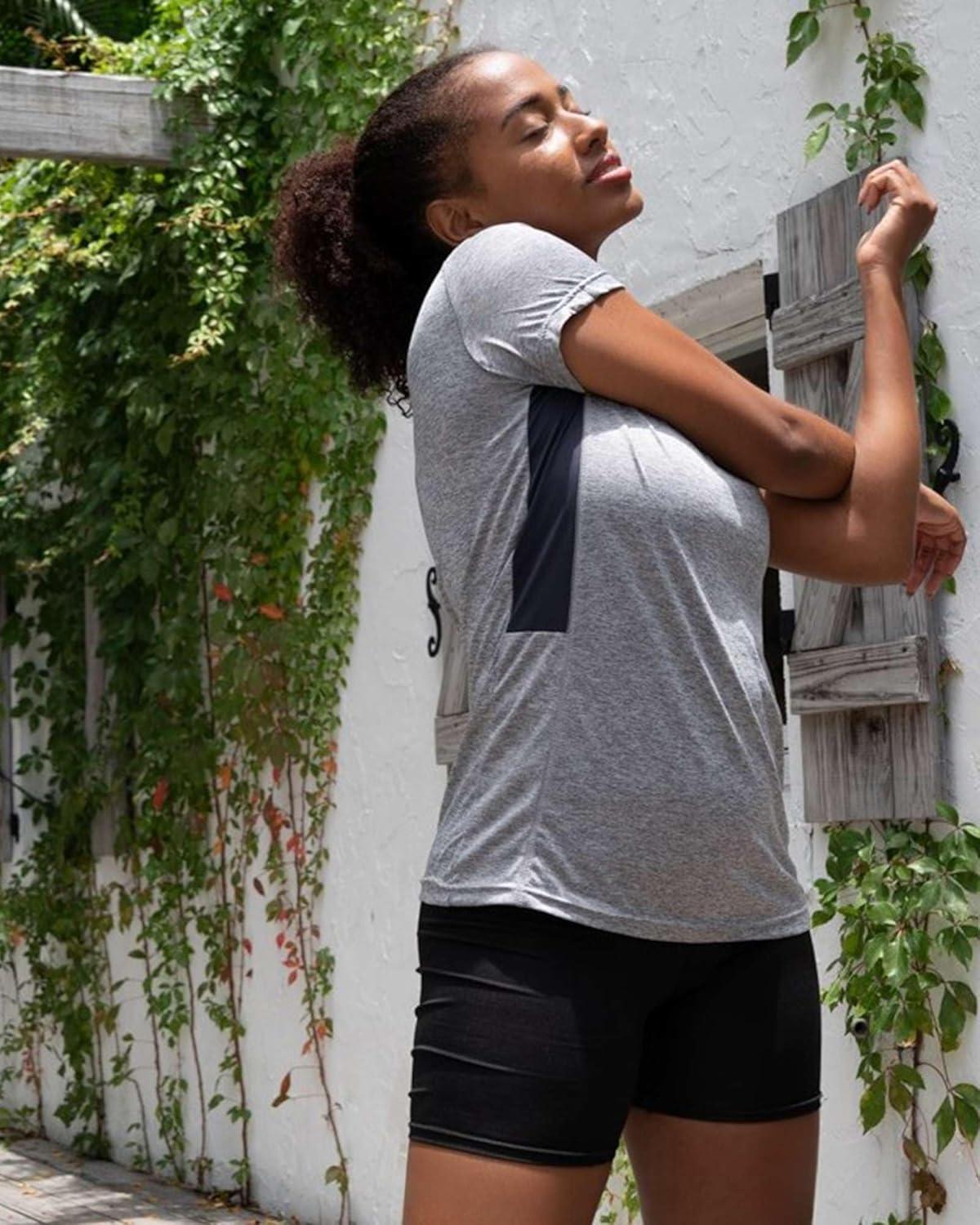 imageReal Essentials 5 Pack Womens Short Sleeve TShirts Workout Tops Fitness Pilates Gym Activewear Athletic Plus AvailableSet 16
