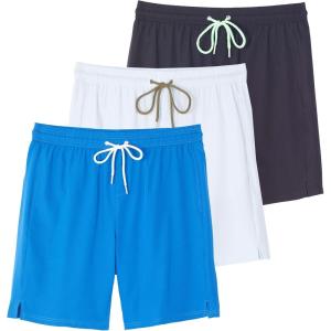 Real Essentials 3 Pack: Men’s 9″ Inch 2 in 1 Board Shorts with Compression Liner – Bathing Suit with Back Flap Pocket(Set 8)