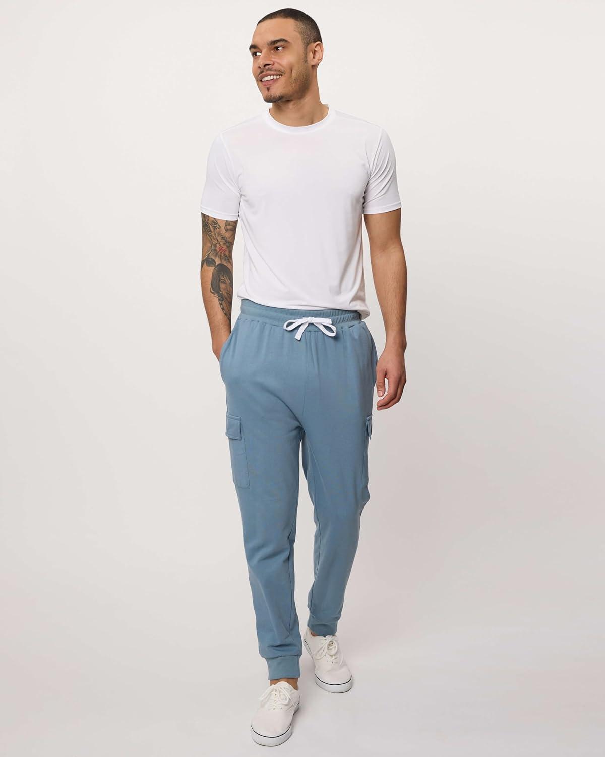 image3 Pack Mens Cotton Fleece Cargo Jogger Sweatpants with PocketsSet 3