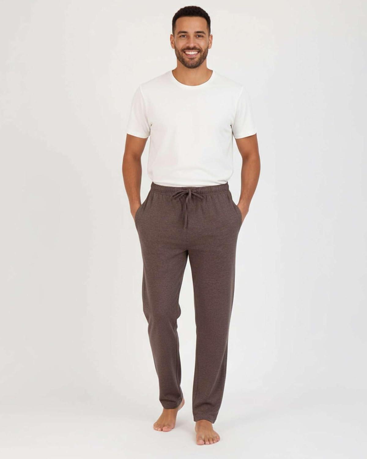 imageReal Essentials 3 Pack Mens Cotton Pajama Pants Soft PJ Lounge Bottoms Loungewear Elastic Waist Pockets Big and TallCotton Set 2