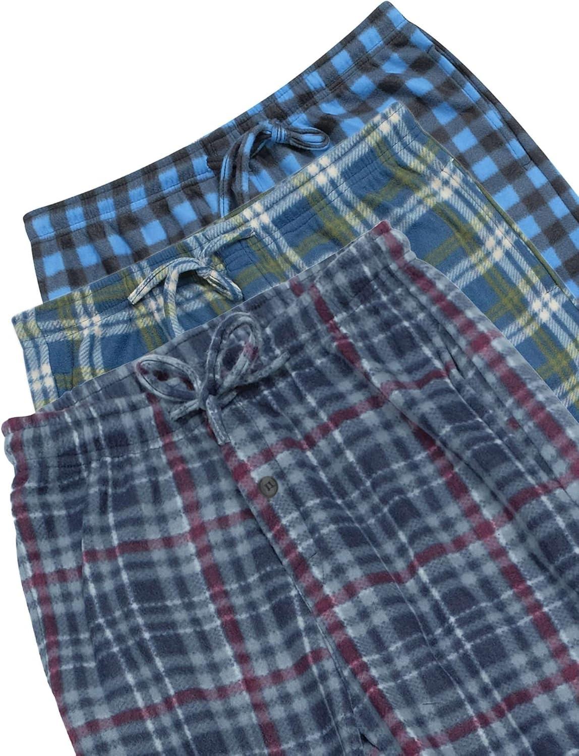 imageReal Essentials 3 Pack Mens Fleece Pajama Pants Loungewear Soft PJ Bottoms Sleepwear with Pockets Big amp Tall AvailableSet G