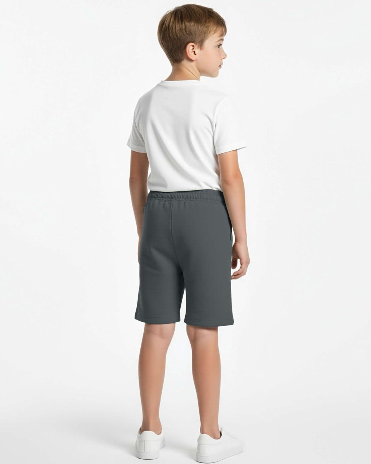 imageReal Essentials 4 Pack Boys Fleece Lounge Shorts Soft PullOn Gym School Sleep amp Active Sports Shorts for KidsSet 6