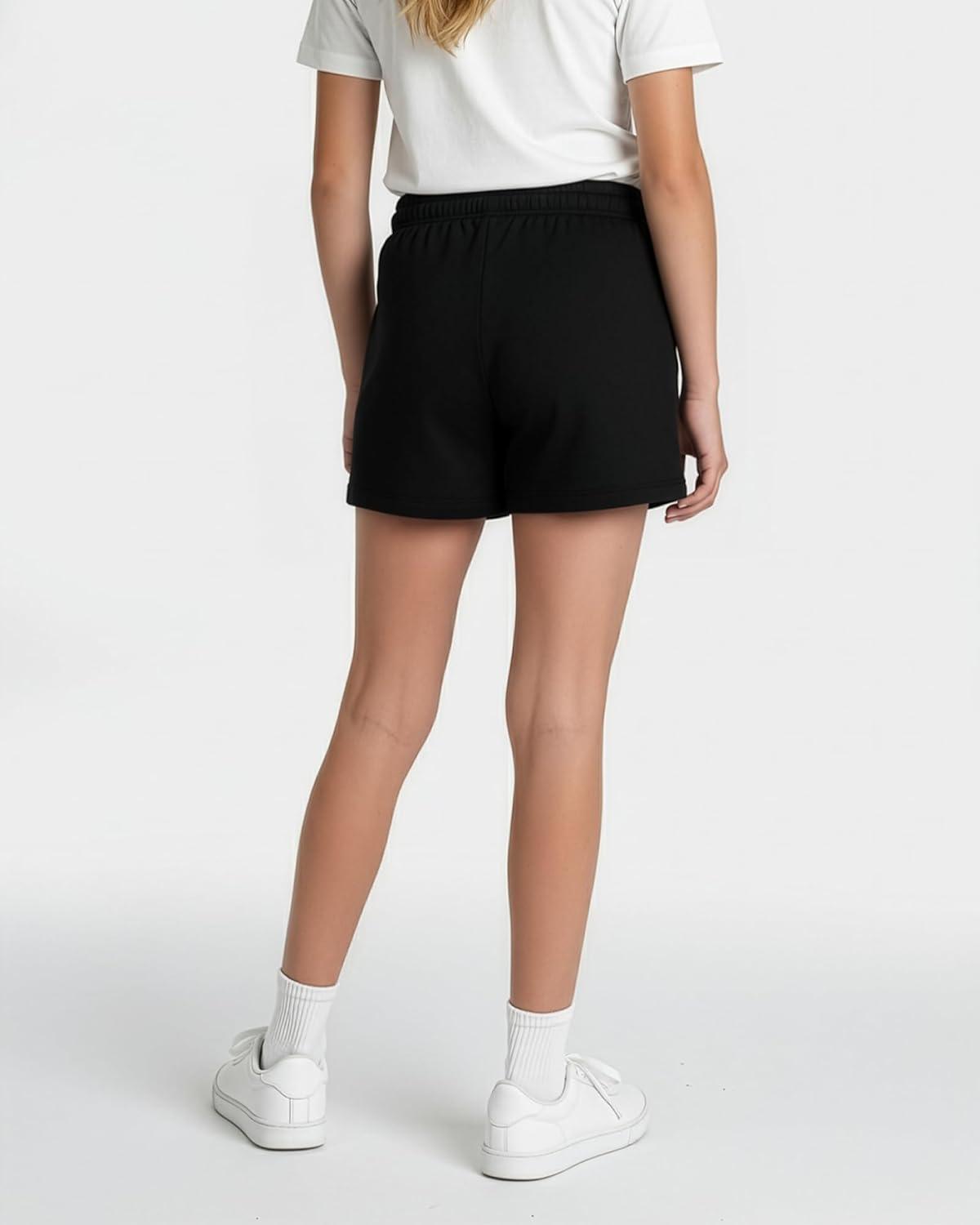 imageReal Essentials 4 Pack Girls French Terry Lounge Shorts Ultra Soft PullOn Gym Camp Sports amp Everyday ShortsSet 2