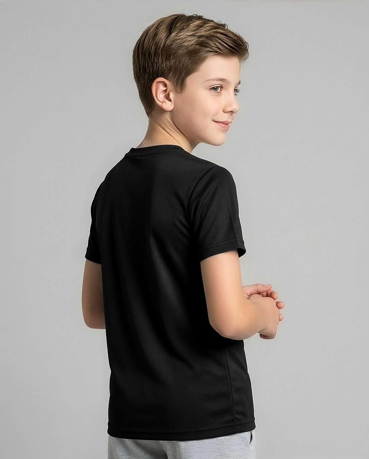 imageReal Essentials 5 Pack Youth DryFit Wicking Active Athletic Performance Short Sleeve TShirt Boys amp Girls ShirtsSet C