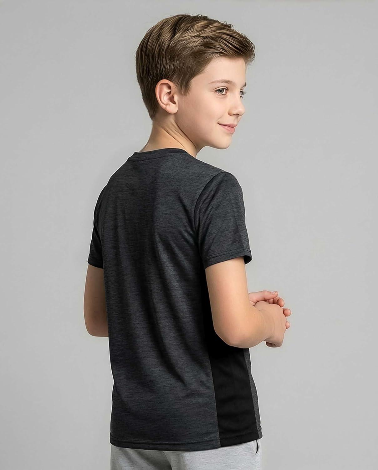 imageReal Essentials 5 Pack Youth DryFit Wicking Active Athletic Performance Short Sleeve TShirt Boys amp Girls ShirtsSet H