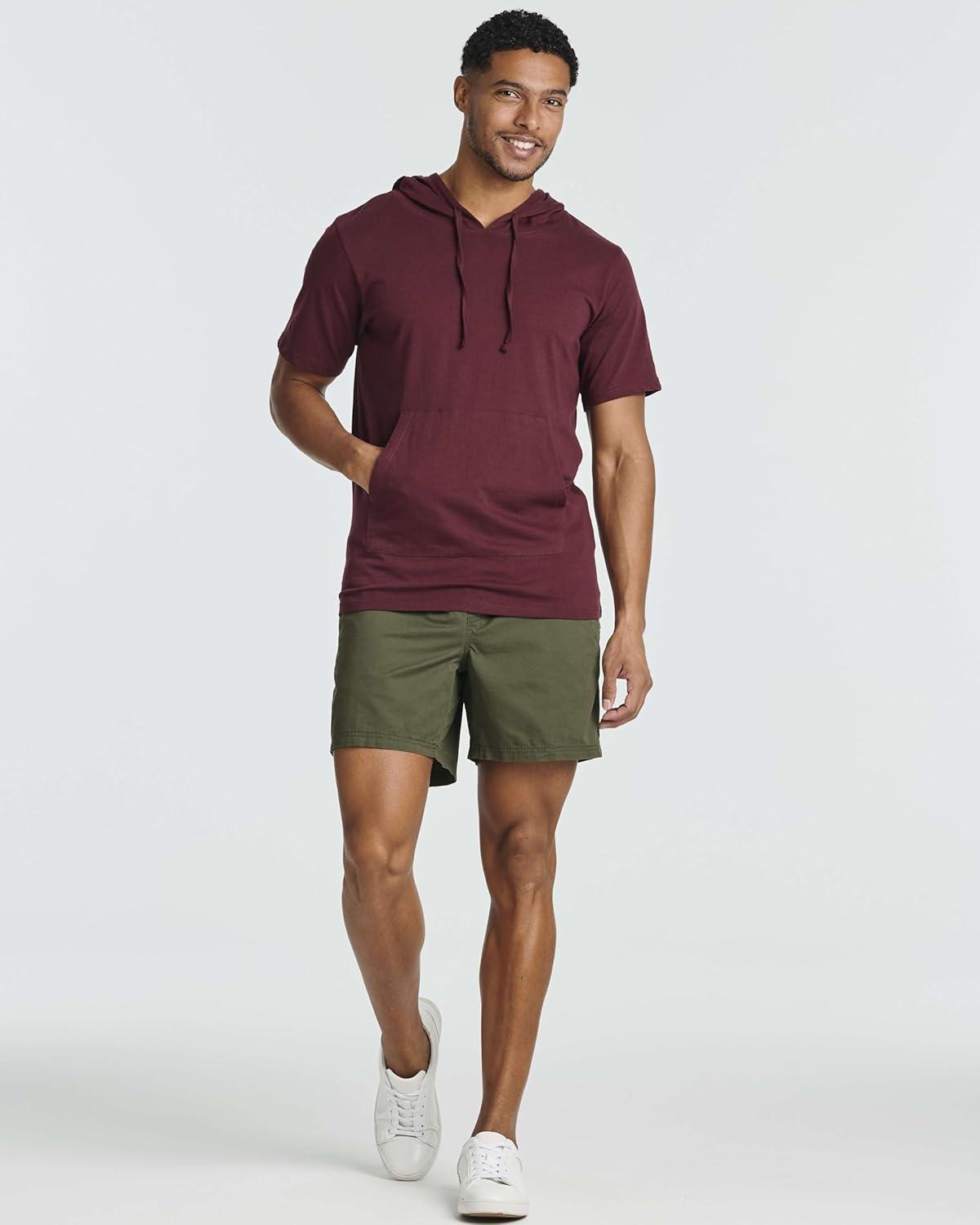 imageReal Essentials Mens Cotton ShortSleeve Hoodie Hooded TShirt With Drawstring amp Pockets Available In Big amp TallSet 3
