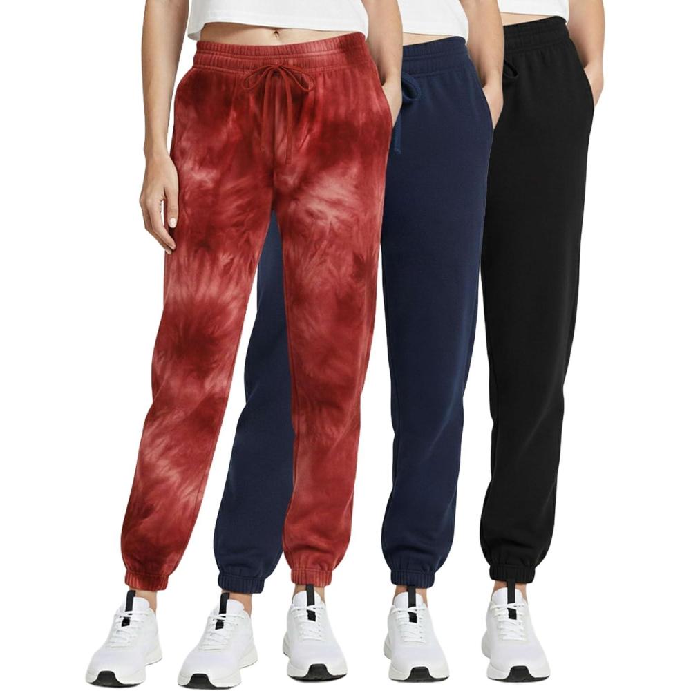 imageReal Essentials 3 Pack Womens Fleece Jogger Sweatpants Available in Plus SizeSet 8