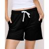 Real Essentials 3 Pack: Women’s Cotton Fleece Lounge Pajama Sleep Shorts with Pockets and Drawstring (Available in Plus Size)(Set 5)