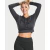 Real Essentials 3 Pack: Women’s Dry-Fit Long Sleeve Cropped Hoodie – Athletic Hooded Crop Sweatshirt (Available in Plus Size)(Set 5)