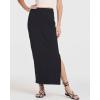 Real Essentials 3 Pack: Women’s Ribbed High Waisted Maxi Skirt with Side Slit – Casual Long Pencil Skirt(Set 3)