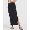 Real Essentials 3 Pack: Women’s Ribbed High Waisted Maxi Skirt with Side Slit – Casual Long Pencil Skirt(Set 7)