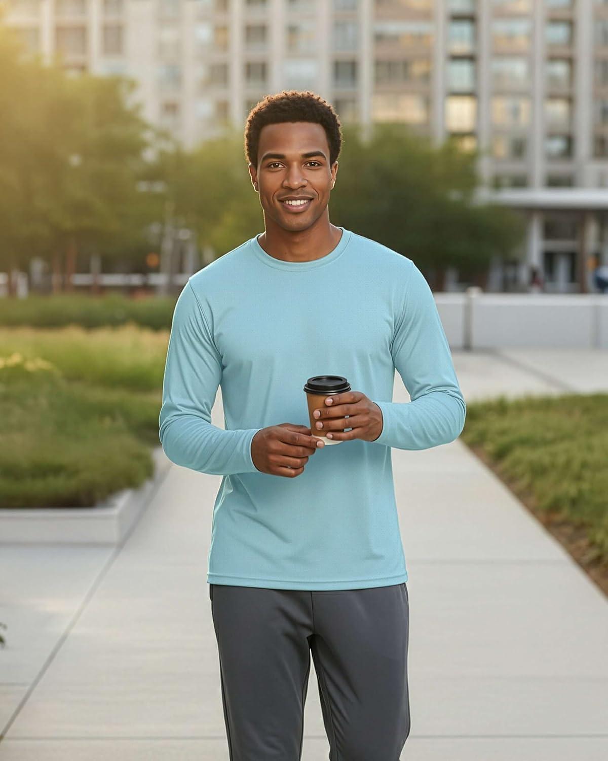 imageReal Essentials 3 amp 5 Pack Mens Mesh Quick Dry Athletic Long Sleeve TShirt UPF SPF UV Sun Available in Big amp Tall5 Pack Set 7