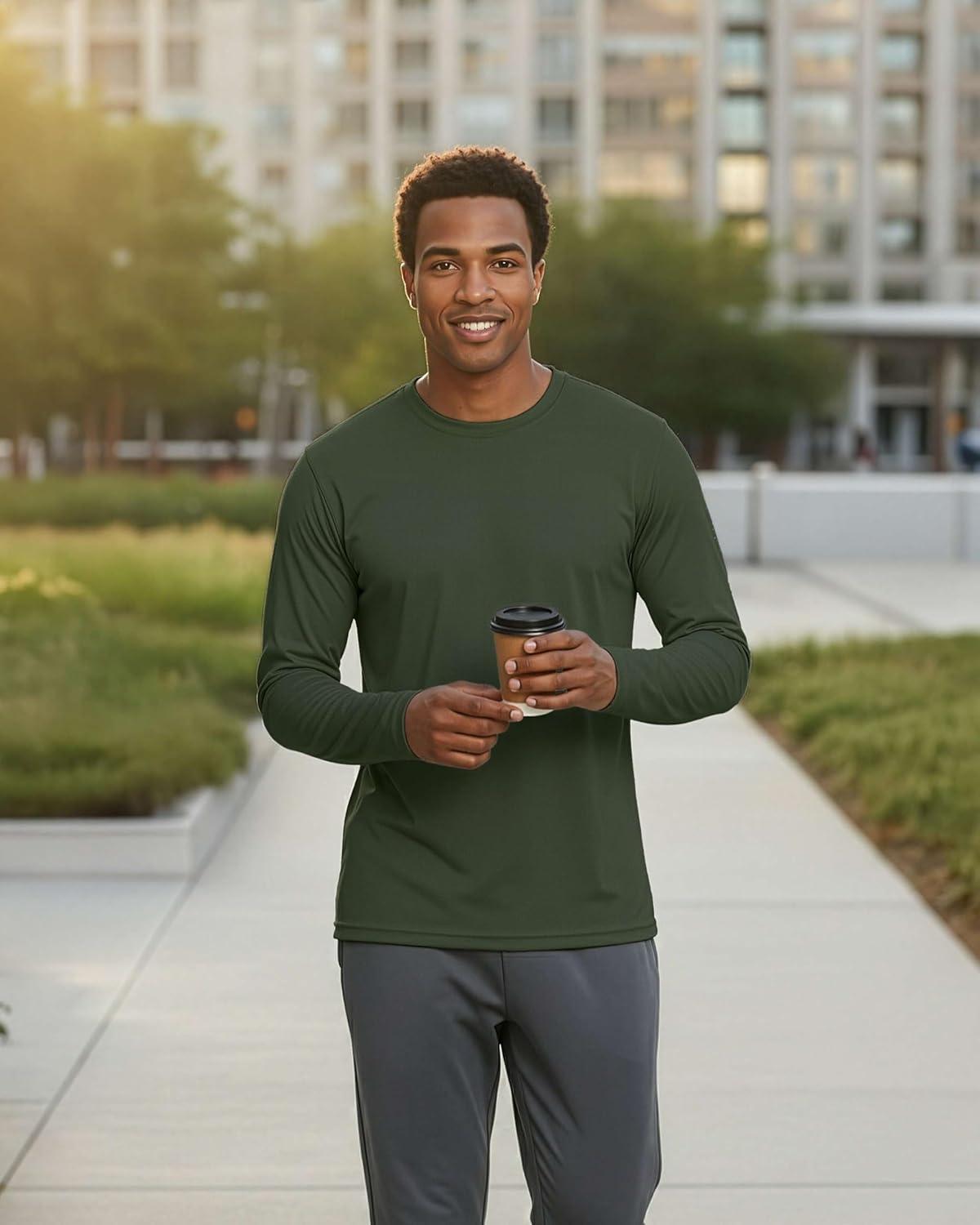imageReal Essentials 3 amp 5 Pack Mens Mesh Quick Dry Athletic Long Sleeve TShirt UPF SPF UV Sun Available in Big amp TallSet 6