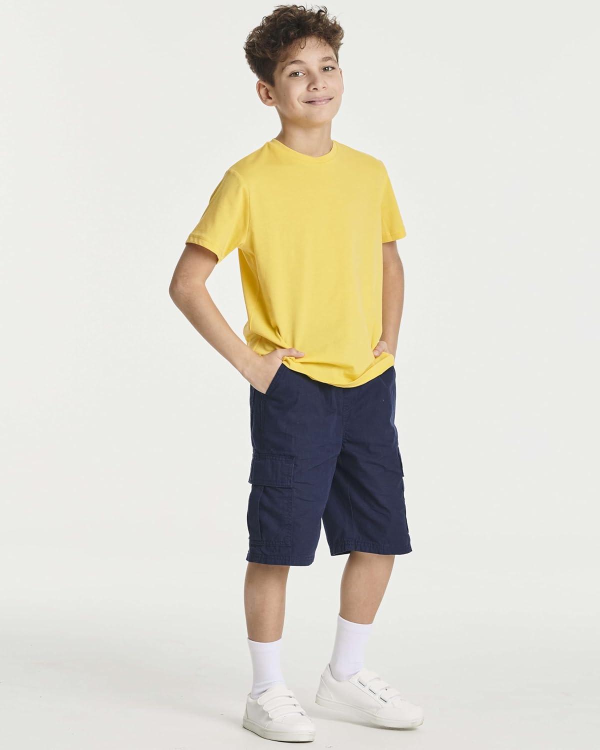 imageReal Essentials 5 Pack Boys TShirts Soft Cotton Boys Shirts Plain Short Sleeve Tops for Kids Ages 418Set 7