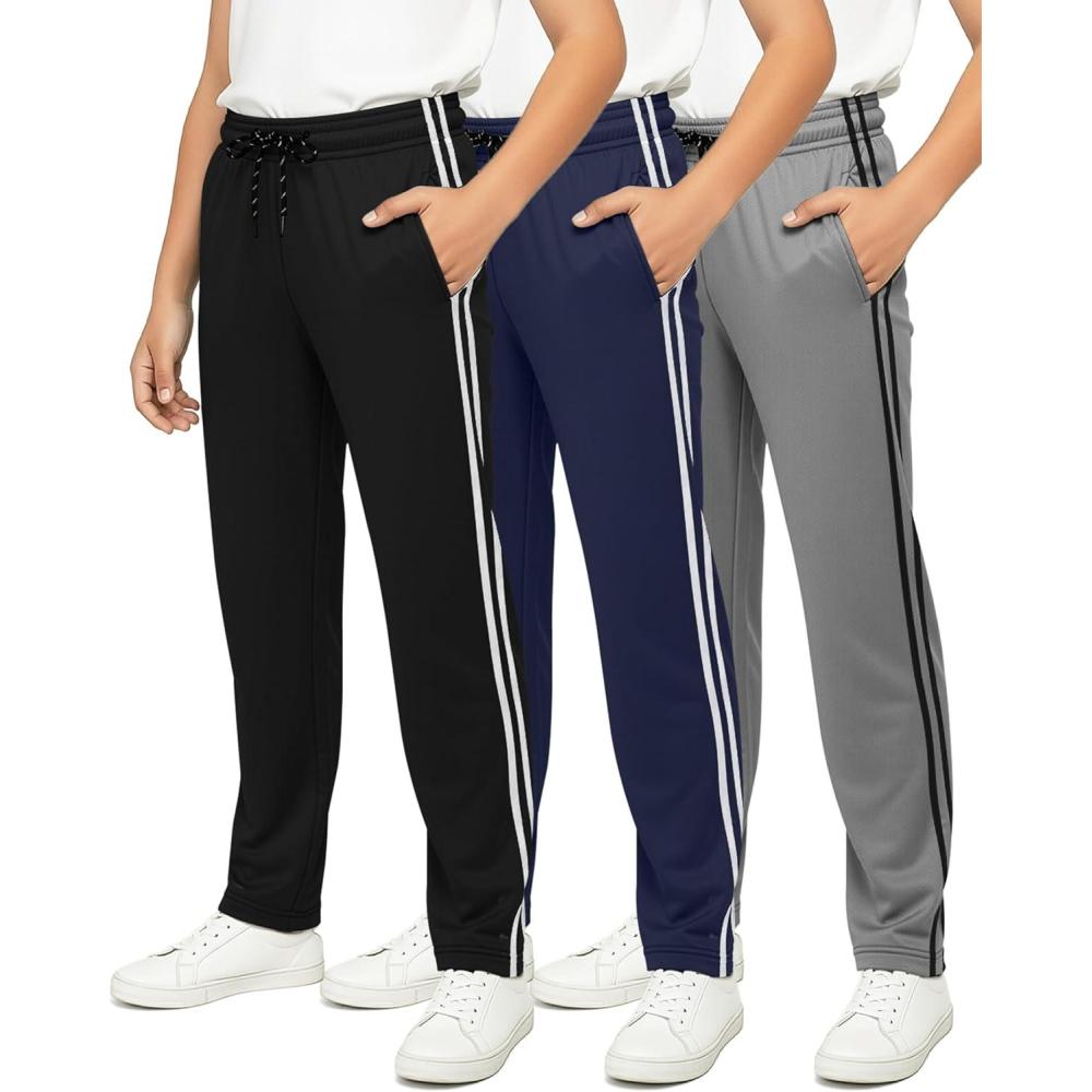 imageReal Essentials 3 Pack Boys Mesh Open Bottom Active Sweatpants with Pockets amp DrawstringSet 5