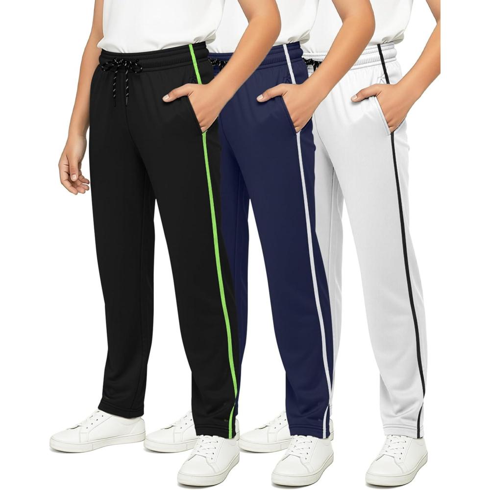 imageReal Essentials 3 Pack Boys Mesh Open Bottom Active Sweatpants with Pockets amp DrawstringSet 6
