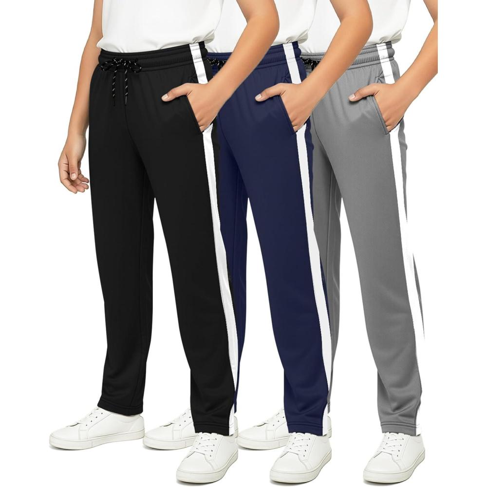imageReal Essentials 3 Pack Boys Mesh Open Bottom Active Sweatpants with Pockets amp DrawstringSet 7