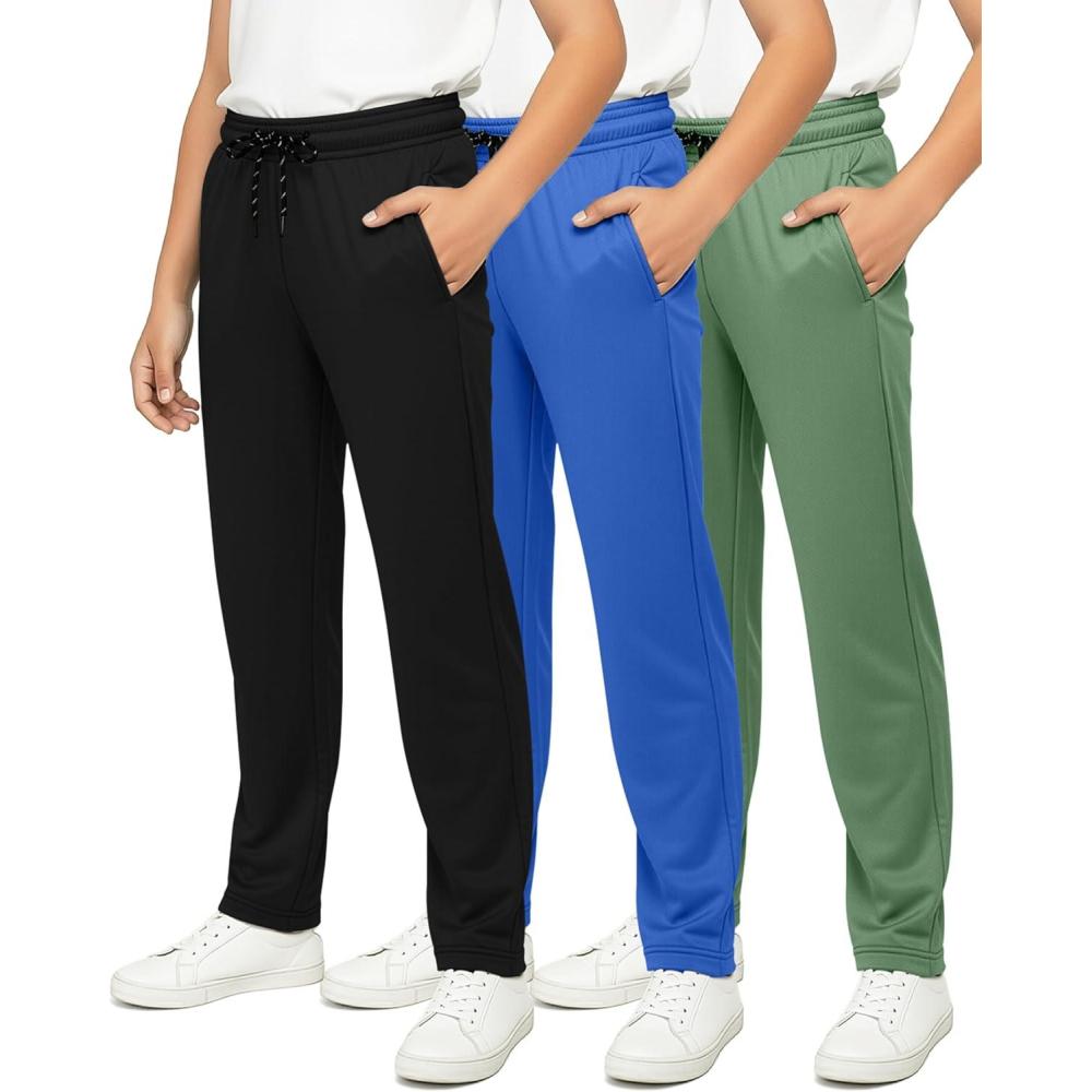 imageReal Essentials 3 Pack Boys Mesh Open Bottom Active Sweatpants with Pockets amp DrawstringSet 8