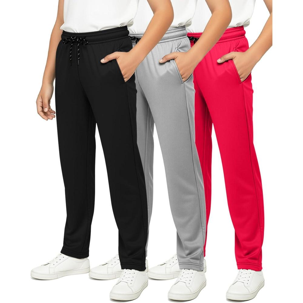 imageReal Essentials 3 Pack Boys Mesh Open Bottom Active Sweatpants with Pockets amp DrawstringSet 9