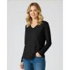 Real Essentials 4 Pack: Women’s V-Neck Cotton Long-Sleeve T-Shirt (Available in Plus Size)(Set 2)