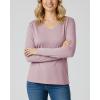 Real Essentials 4 Pack: Women’s V-Neck Cotton Long-Sleeve T-Shirt (Available in Plus Size)(Set 2)