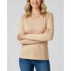 Real Essentials 4 Pack: Women’s V-Neck Cotton Long-Sleeve T-Shirt (Available in Plus Size)(Set 3)