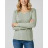 Real Essentials 4 Pack: Women’s V-Neck Cotton Long-Sleeve T-Shirt (Available in Plus Size)(Set 4)