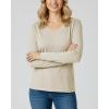 Real Essentials 4 Pack: Women’s V-Neck Cotton Long-Sleeve T-Shirt (Available in Plus Size)(Set 5)