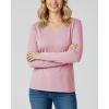 Real Essentials 4 Pack: Women’s V-Neck Cotton Long-Sleeve T-Shirt (Available in Plus Size)(Set 6)