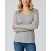 Real Essentials 4 Pack: Women’s V-Neck Cotton Long-Sleeve T-Shirt (Available in Plus Size)(Set 8)