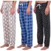 Real Essentials 3 Pack: Women’s Fleece Ultra-Soft Comfy Pajama Lounge Pants Sleepwear (Available in Plus Size)-Set 2,L