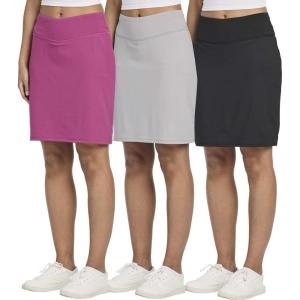 Real Essentials 3 Pack: Women’s 20″ Golf Skirts Knee Length Skorts Athletic Long Active Casual Pockets (Available in Plus)(Set 1)