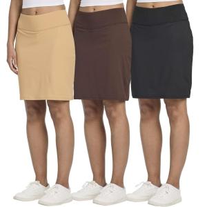 Real Essentials 3 Pack: Women’s 20″ Golf Skirts Knee Length Skorts Athletic Long Active Casual Pockets (Available in Plus)(Set 6)