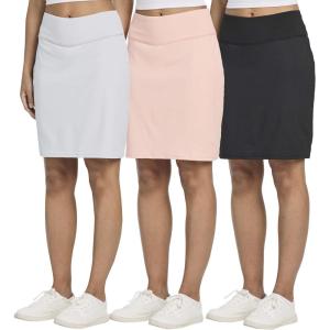 Real Essentials 3 Pack: Women’s 20″ Golf Skirts Knee Length Skorts Athletic Long Active Casual Pockets (Available in Plus)(Set 8)