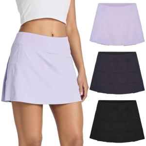 Real Essentials 3 Pack:Women’s 14″ Pleated Tennis Skorts Golf Skirt High Waisted Athletic Running Casual Shorts with Pockets(Set 1)
