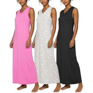 Real Essentials 3 Pack: Women’s Soft Tank Nightgown Sleeveless Nightshirt Sleep Dress (Available In Plus Size)(Set 2)
