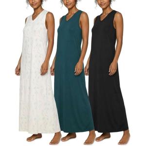 Real Essentials 3 Pack: Women’s Soft Tank Nightgown Sleeveless Nightshirt Sleep Dress (Available In Plus Size)(Set 3)