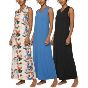 Real Essentials 3 Pack: Women’s Soft Tank Nightgown Sleeveless Nightshirt Sleep Dress (Available In Plus Size)(Set 5)