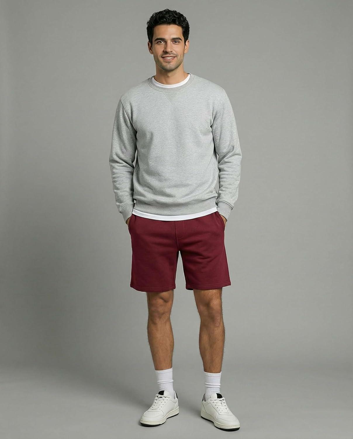 imageReal Essentials 3 Pack Mens 9 Cotton Fleece Sweat Short Casual Gym Lounge amp Sleep Shorts with PocketsSet 5
