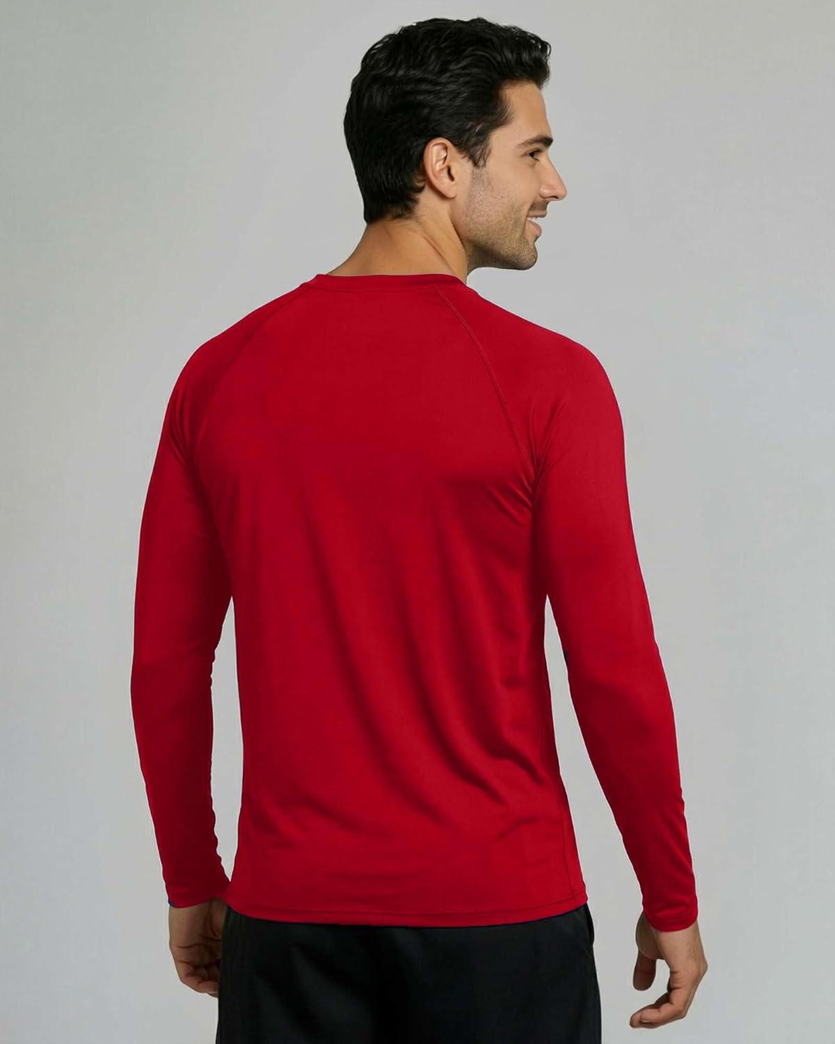 imageReal Essentials 4 Pack Mens Long Sleeve Rash Guard Shirt UPF 50 Swim Beach UV Sun Protection Fishing Quick Dry Big amp TallSet 5