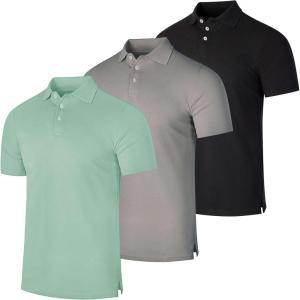 Real Essentials 3 Pack: Men’s Cotton Pique Short Sleeve Polo Shirt – Performance Polo (Available in Big & Tall)(Set B)