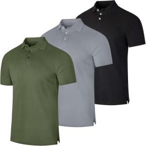 Real Essentials 3 Pack: Men’s Cotton Pique Short Sleeve Polo Shirt – Performance Polo,Standard, XXX-Large, Set G