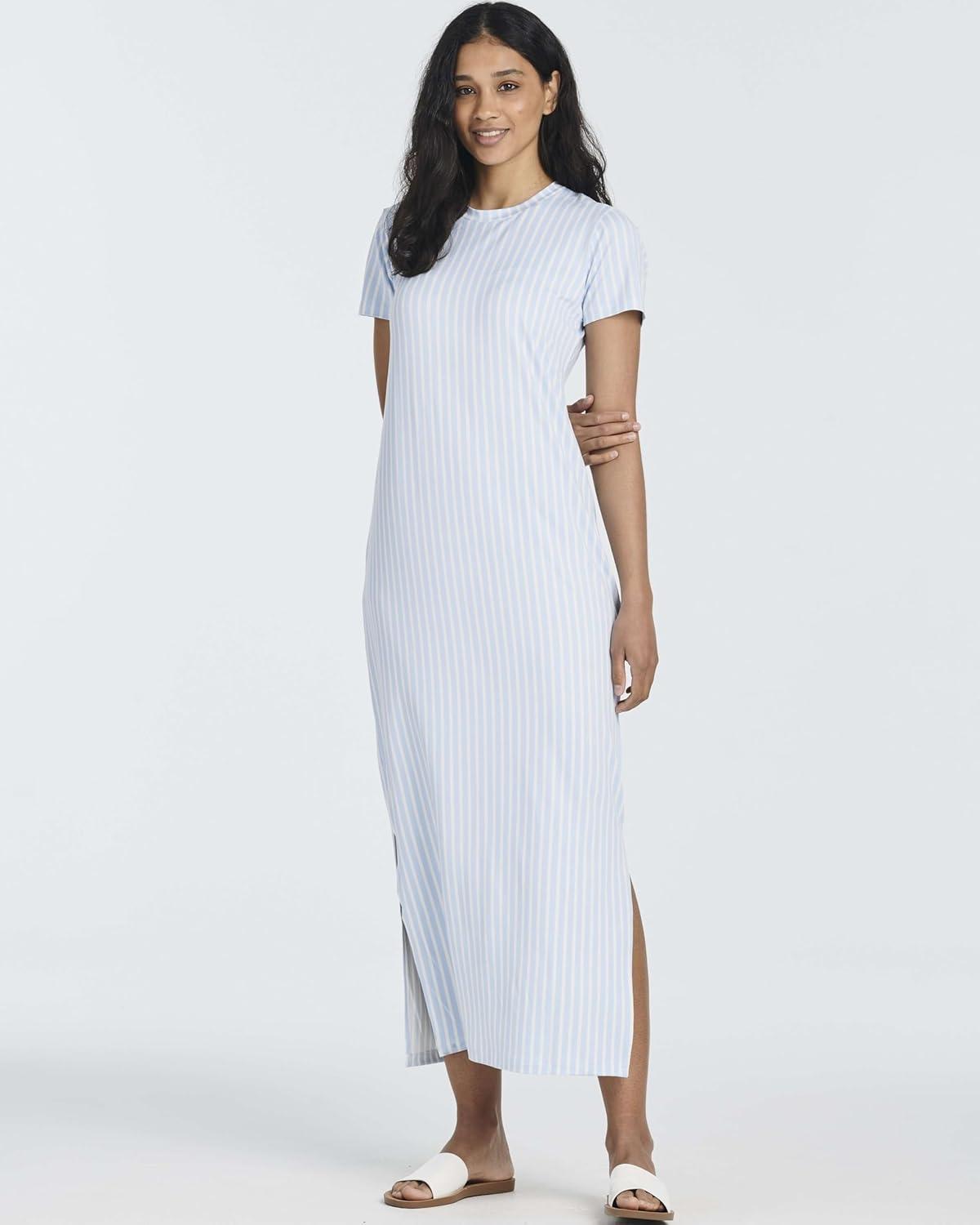 imageReal Essentials 3 Pack Womens Casual Short Sleeve Maxi TShirt Dress with Slit Available in Plus SizeSet 5