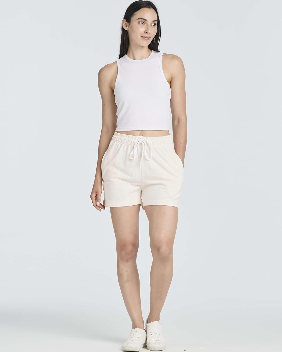 imageReal Essentials 3 Pack Womens Cotton French Terry Shorts Pockets Casual Athletic Lounge Available in PlusSet 4