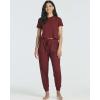 Real Essentials 2 Pack: Women’s Ribbed Knit Lounge Sets – Short Sleeve Top with Jogger Sweatpants(With Jogger Set 1)