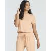 Real Essentials 2 Pack: Women’s Ribbed Knit Lounge Sets – Short Sleeve Top with Jogger Sweatpants(With Jogger Set 1)