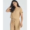 Real Essentials 2 Pack: Women’s Ribbed Knit Lounge Sets – Short Sleeve Top with Jogger Sweatpants(With Jogger Set 3)